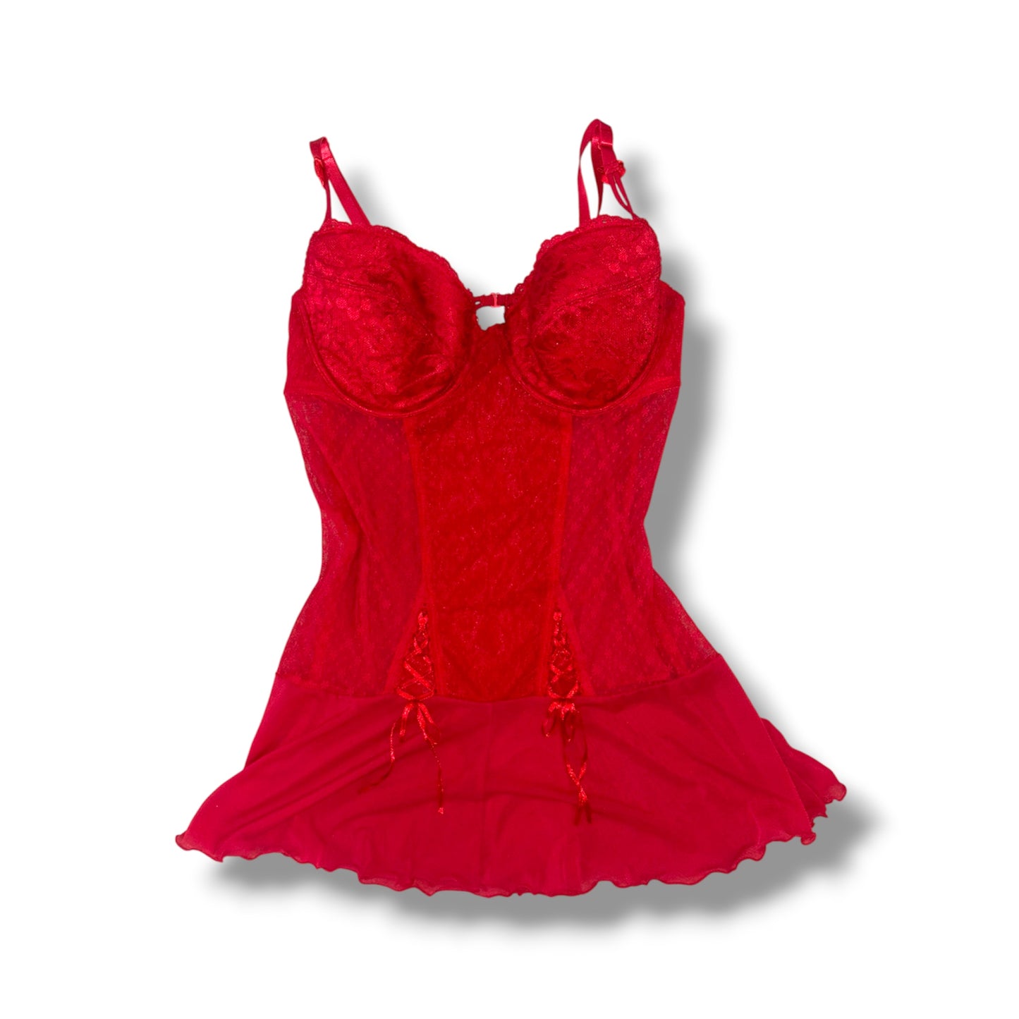 Red Lace Babydoll Mini Dress