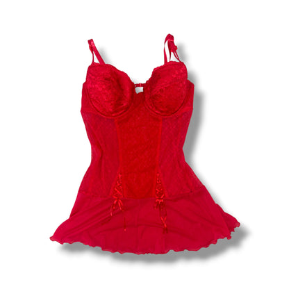 Red Lace Babydoll Mini Dress