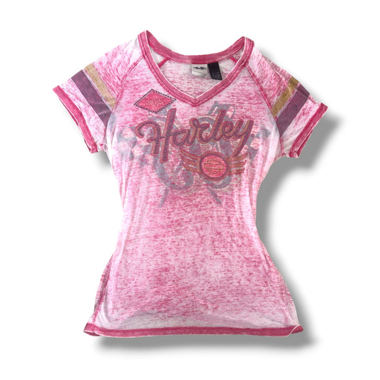 Harley-Davidson Pink Rhinestone Graphic Top