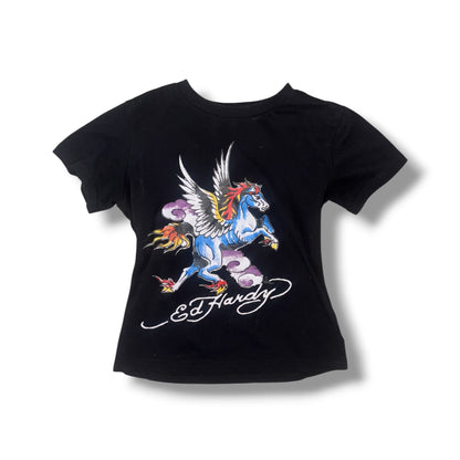 Ed Hardy Black Unicorn Graphic T-Shirt
