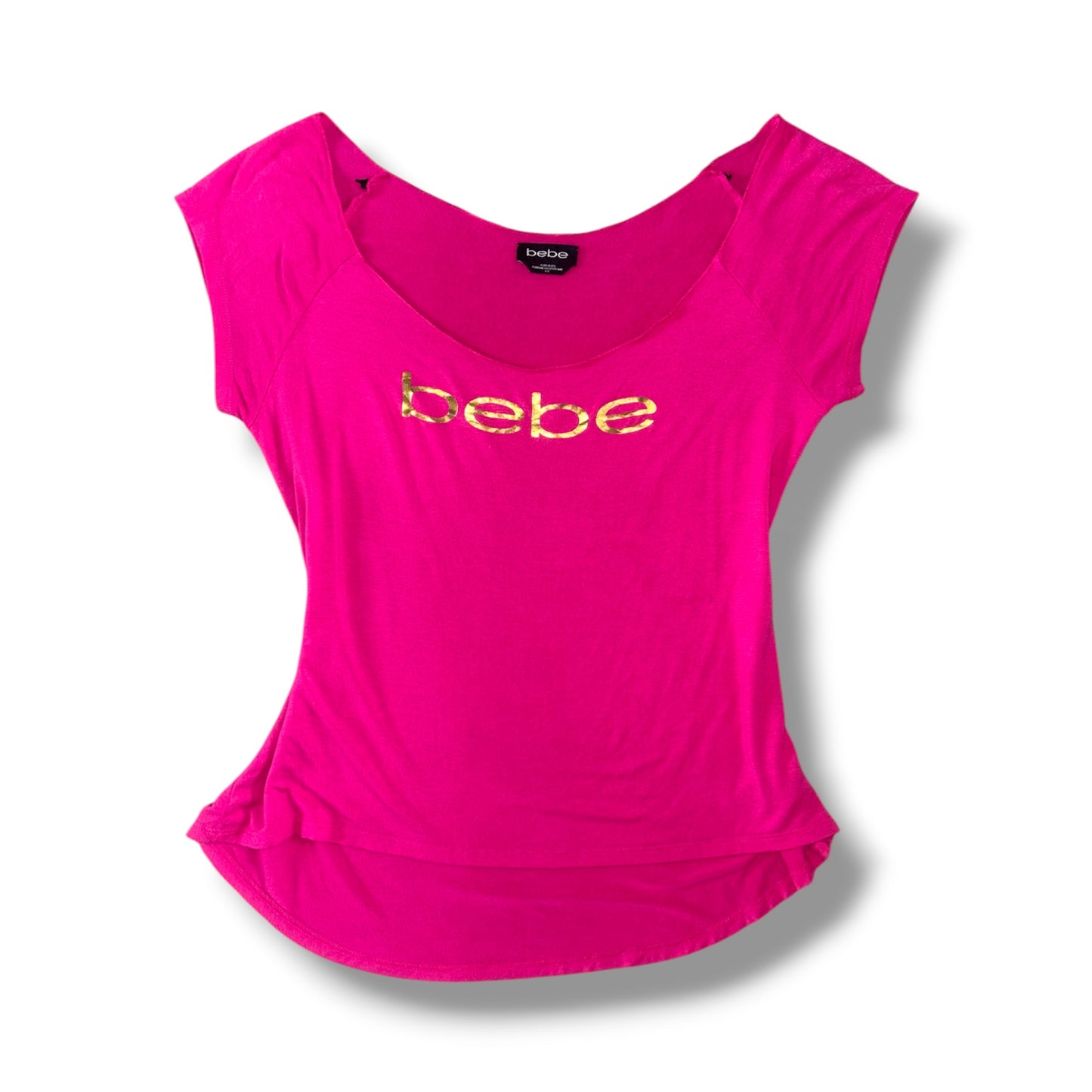 Bebe Hot Pink Logo Top