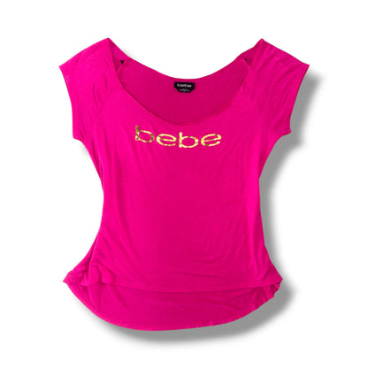 Bebe Hot Pink Logo Top