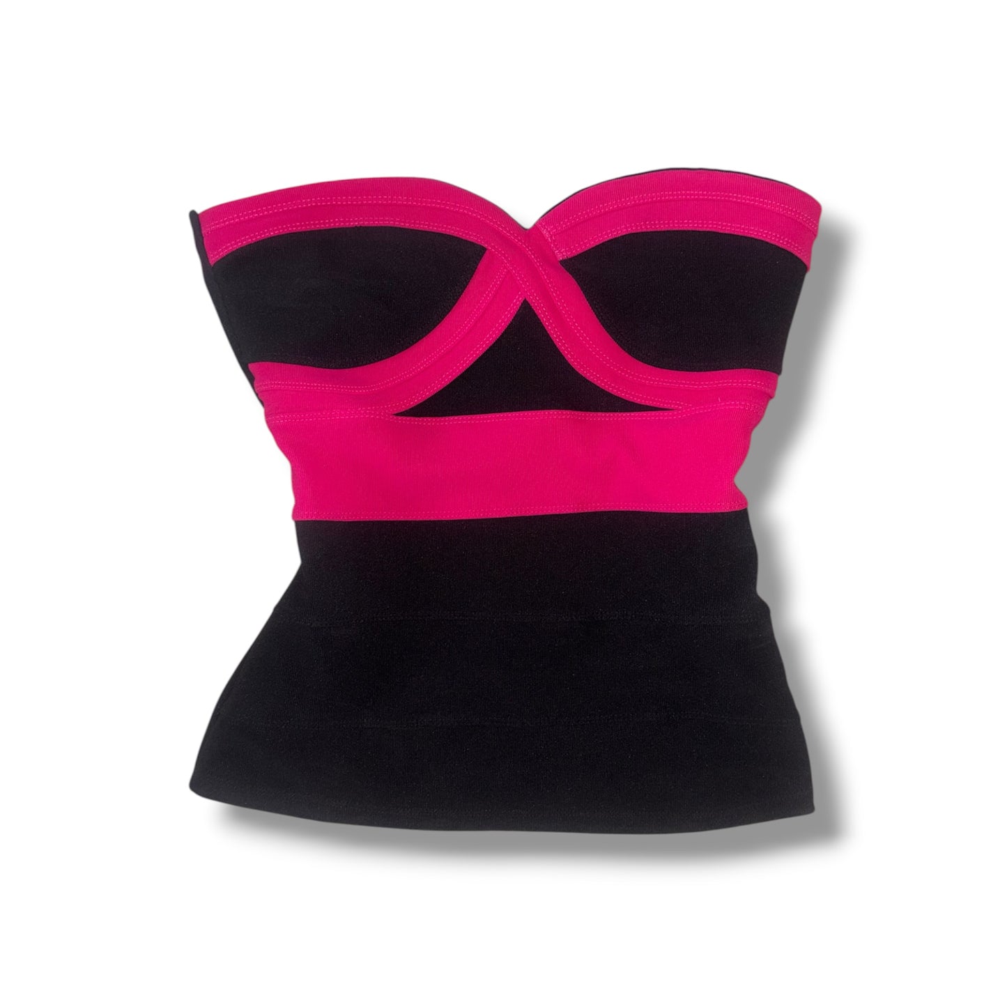Atmosphere Hot Pink & Black Bandage Tube Top