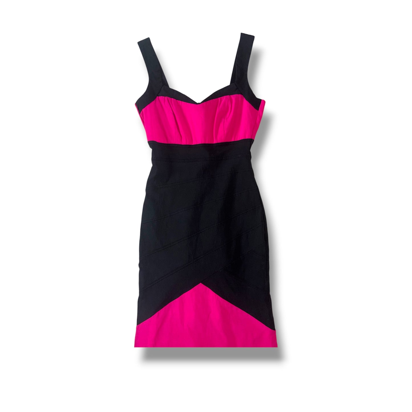 Jane Norman Pink & Black Bandage Dress