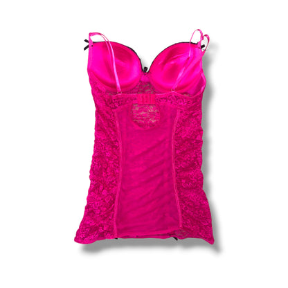 Hot Pink Lace Lingerie Mini Dress