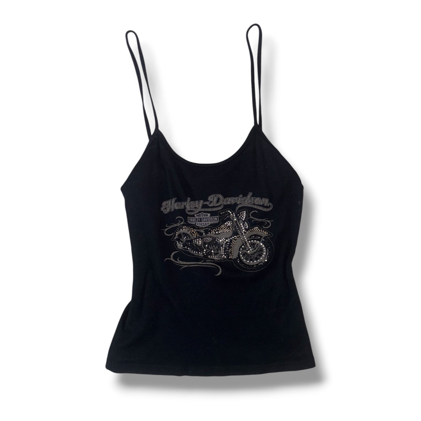 Harley-Davidson Black Rhinestone Biker Cami Top
