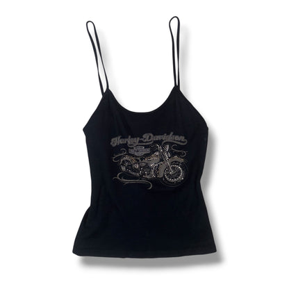 Harley-Davidson Black Rhinestone Biker Cami Top