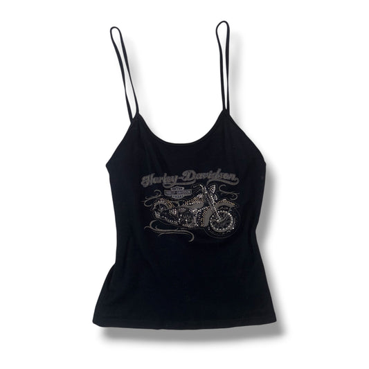 Harley-Davidson Black Rhinestone Biker Cami Top