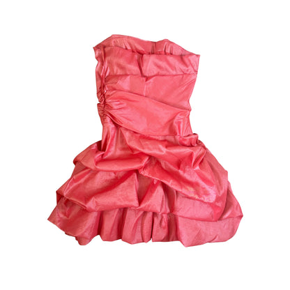 Quiz Coral Satin Bubble Hem Bandeau Mini Dress
